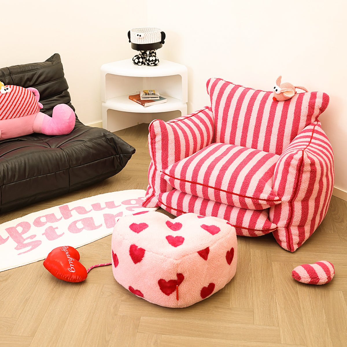 Polka Heart Pink Love Stool